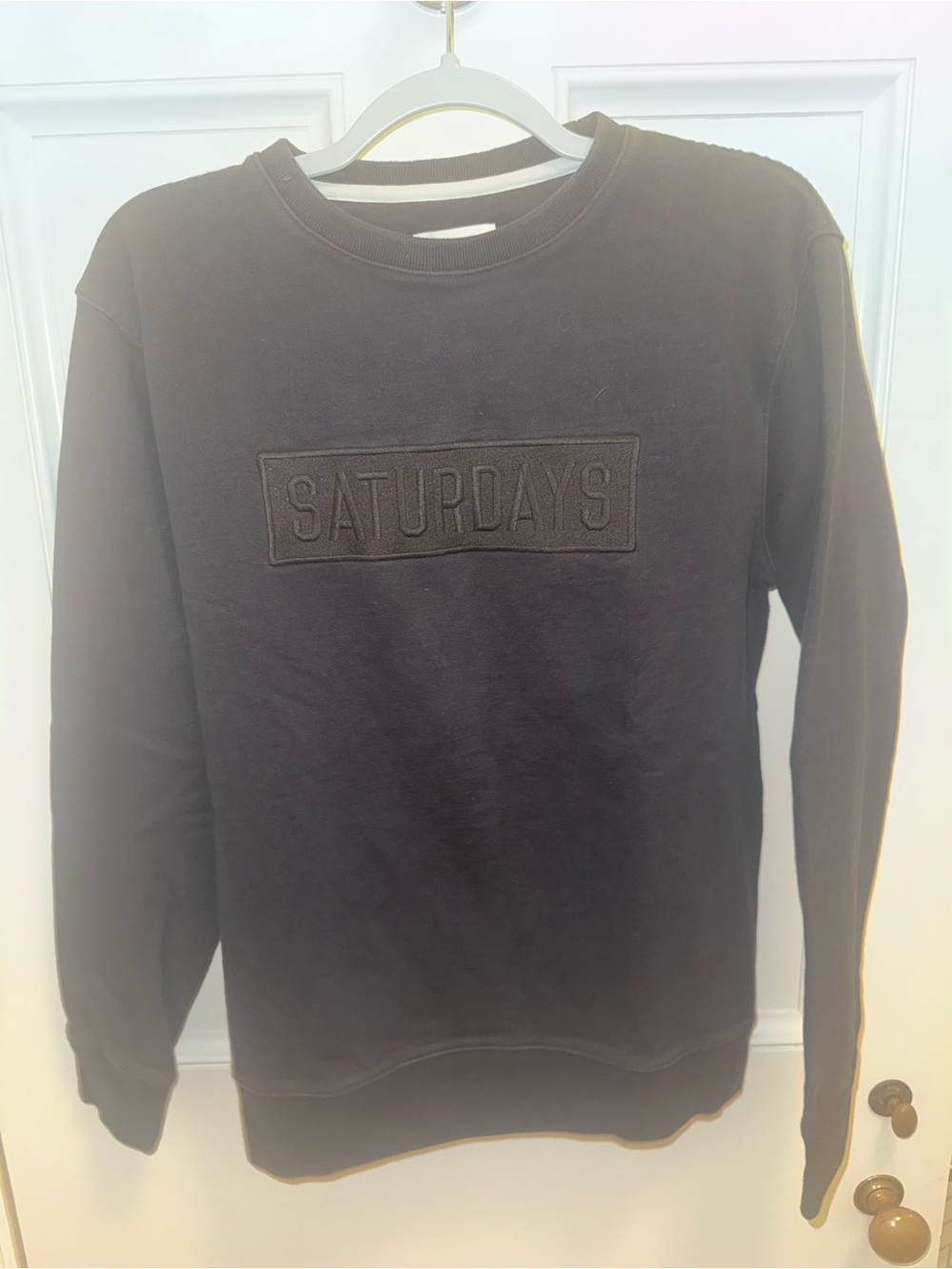 Saturdays New York City Black Embossed Logo Crewneck